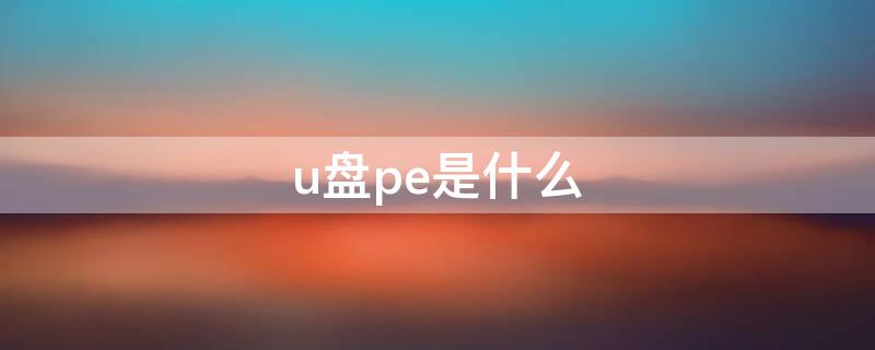 u盘pe是什么