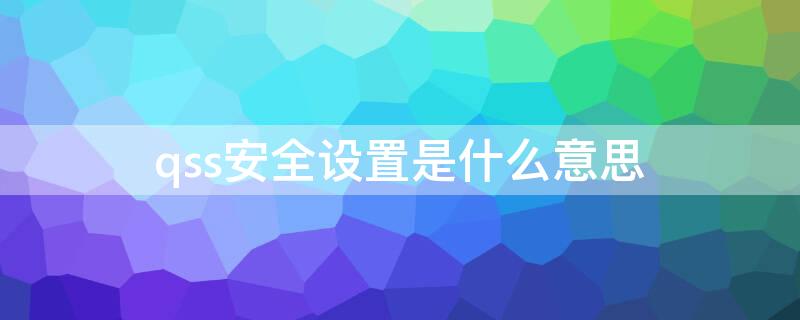 qss安全设置是什么意思
