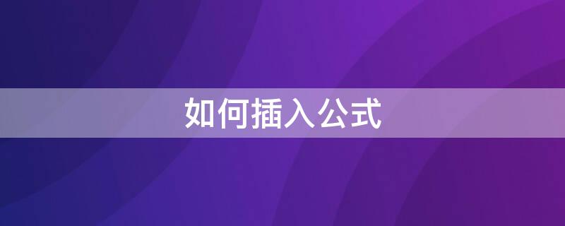 如何插入公式