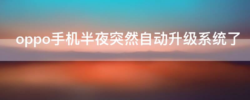 oppo手机半夜突然自动升级系统了