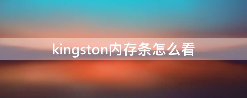 kingston内存条怎么看