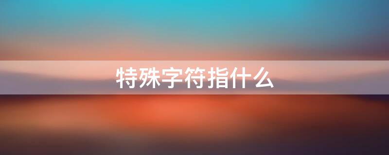 特殊字符指什么