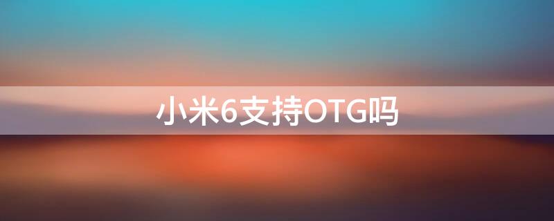 小米6支持OTG吗