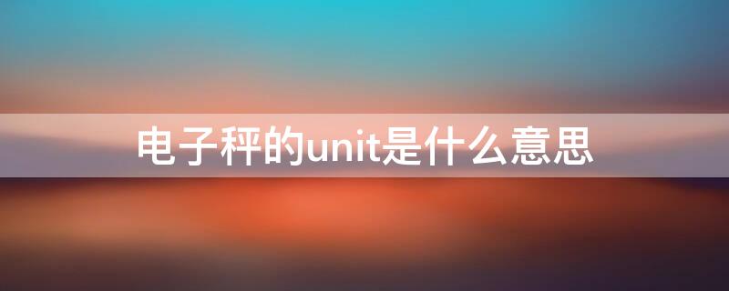 电子秤的unit是什么意思