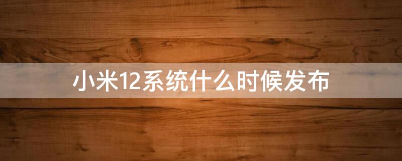 小米12系统什么时候发布