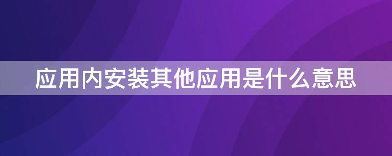 应用内安装其他应用是什么意思