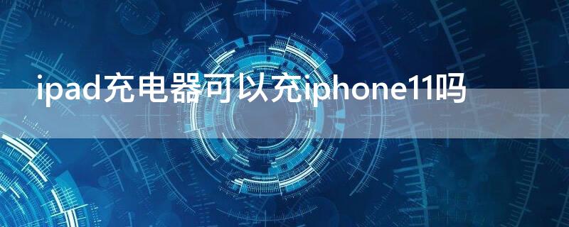 ipad充电器可以充iPhone11吗