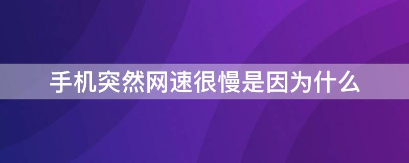 手机突然网速很慢是因为什么