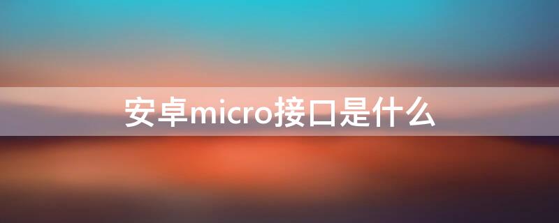 安卓micro接口是什么