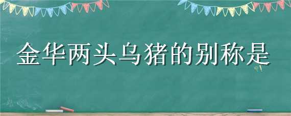 金华两头乌猪的别称是 金华两头乌猪的别称是熊猫猪