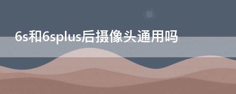 6s和6splus后摄像头通用吗