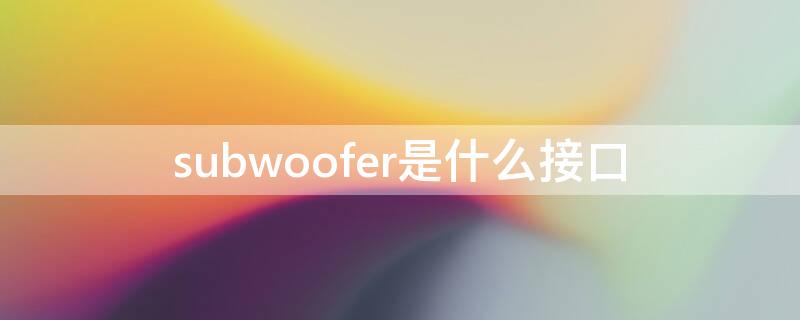 subwoofer是什么接口