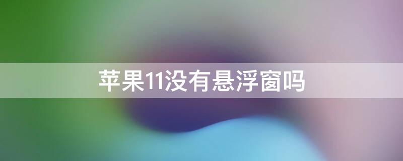 iPhone11没有悬浮窗吗 iPhone12有没有悬浮窗