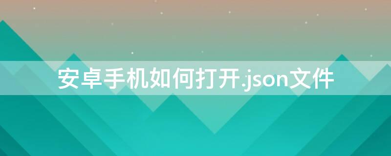 安卓手机如何打开.json文件（安卓json文件放在哪）