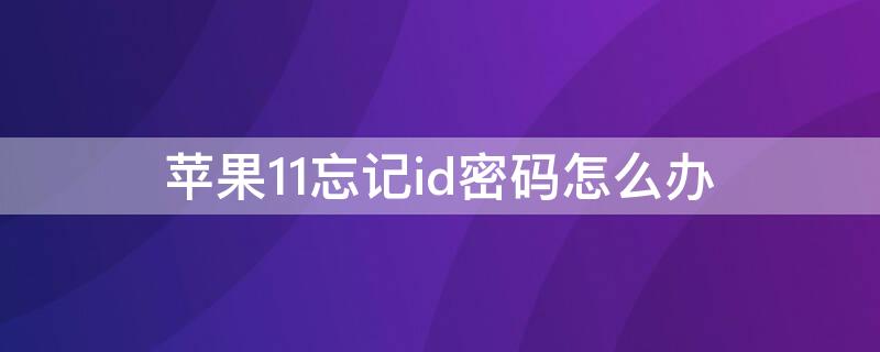 iPhone11忘记id密码怎么办 apple11 id密码忘了怎么办