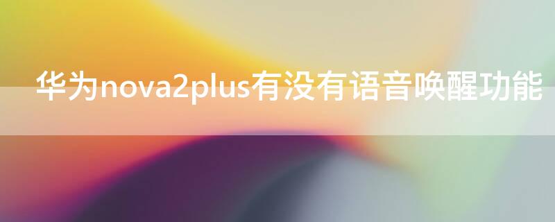 华为nova2plus有没有语音唤醒功能（华为nova2plus有语音唤醒吗）