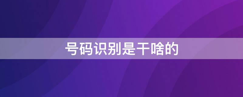 号码识别是干啥的（号码识别是什么）