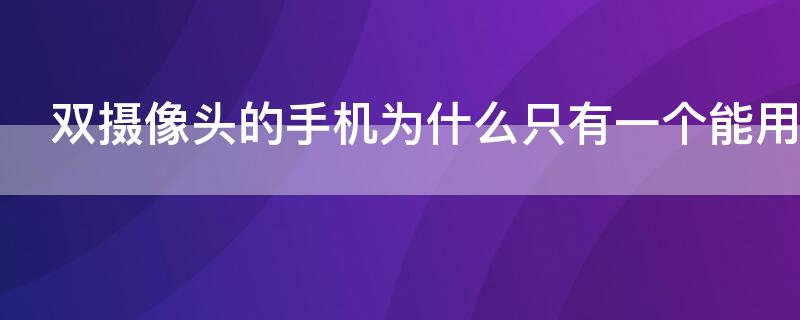 双摄像头的手机为什么只有一个能用 手机的双摄像头都有用吗