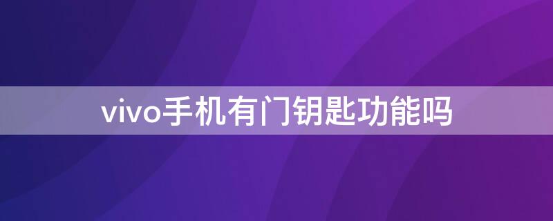 vivo手机有门钥匙功能吗（vivo车钥匙功能介绍）