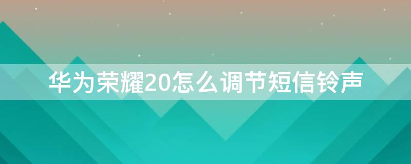 华为荣耀20怎么调节短信铃声（荣耀20怎么改来电铃声）