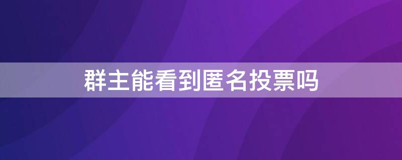 群主能看到匿名投票吗（群主能看见匿名投票吗）