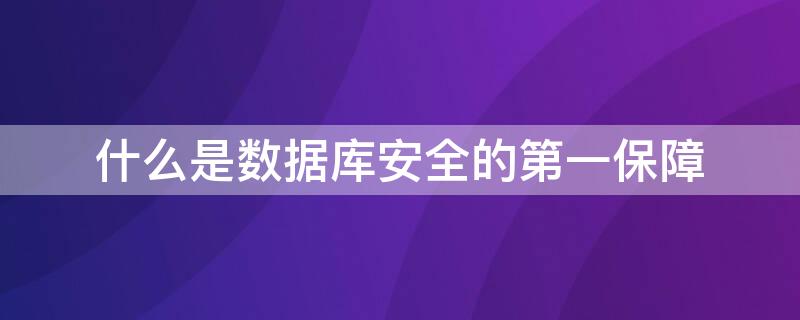 什么是数据库安全的第一保障 什么是数据安全的第一道保障