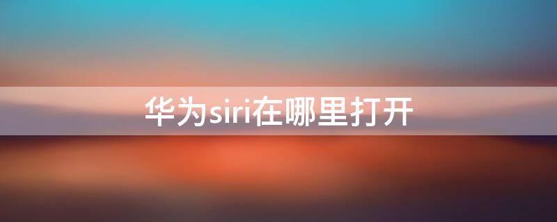 华为siri在哪里打开（华为手机里siri这个功能在哪里）