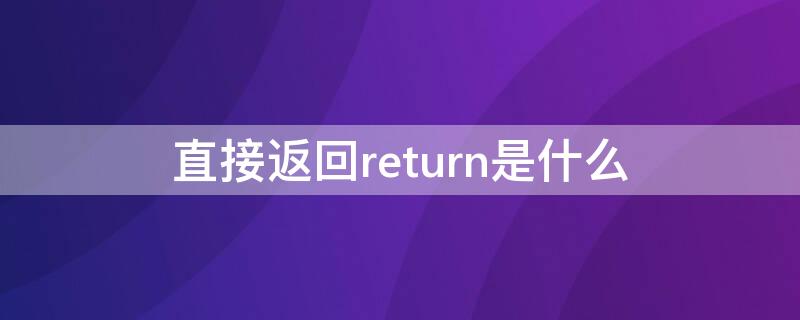 直接返回return是什么 返回值return