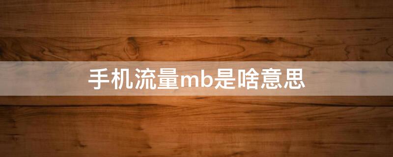 手机流量mb是啥意思 手机流量mb表示什么意思