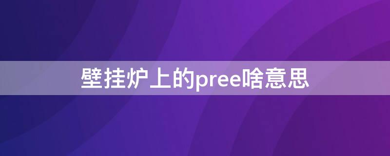 壁挂炉上的pree啥意思（壁挂炉显示pre是什么意思）