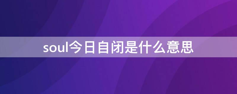 soul今日自闭是什么意思（soul特别关心 今日自闭）