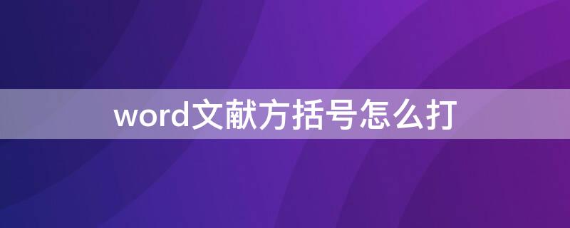 word文献方括号怎么打（文献的中括号怎么打）