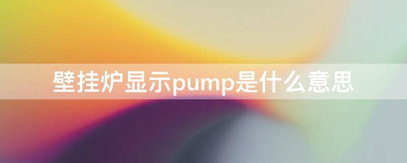 壁挂炉显示pump是什么意思 壁挂炉显示pump怎么解决