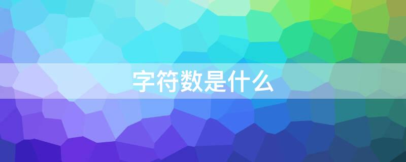 字符数是什么 字符数是啥