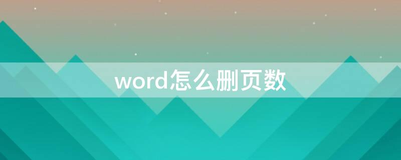 word怎么删页数（word如何删页数）