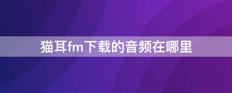 猫耳fm下载的音频在哪里（猫耳fm下载的音频在哪里找）