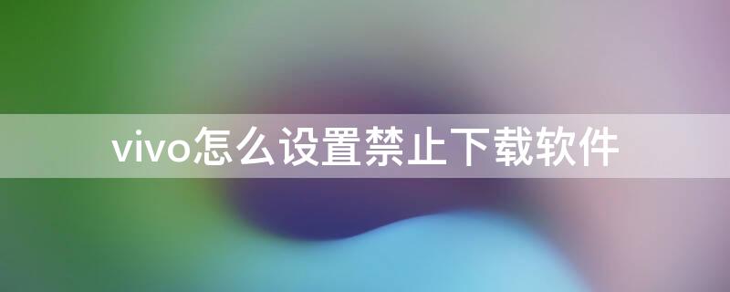 vivo怎么设置禁止下载软件（vivo禁止下载设置方法）