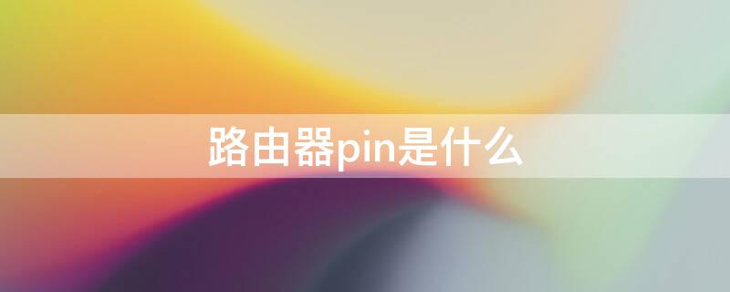 路由器pin是什么(路由器pin是什么意思)