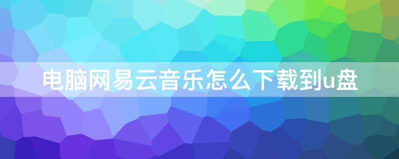 电脑网易云音乐怎么下载到u盘（网易云音乐怎么下载到u盘）