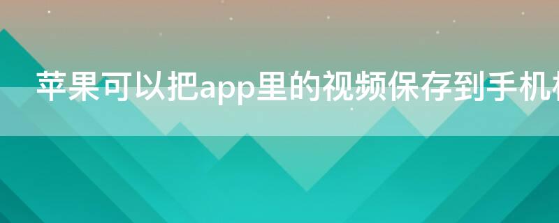 iPhone可以把app里的视频保存到手机相册吗