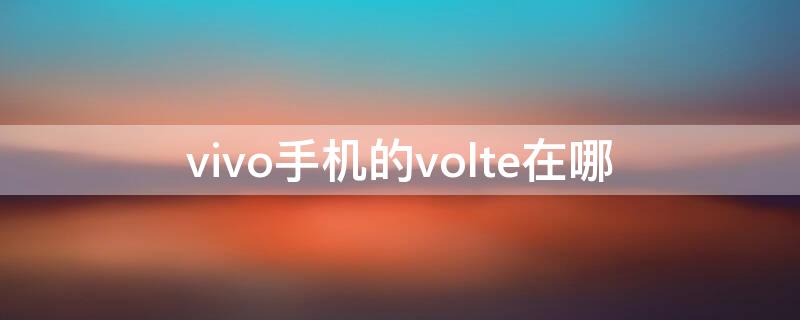 vivo手机的volte在哪（vivo手机的volte在哪里设置）