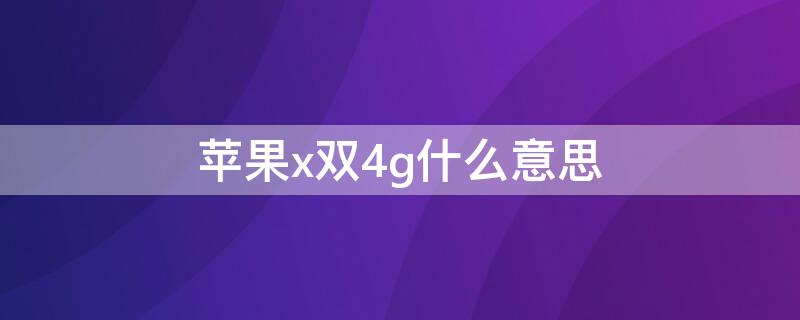 iPhonex双4g什么意思（苹果x是4g）