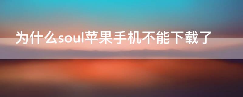 为什么souliPhone手机不能下载了 为什么soul苹果手机不能下载了