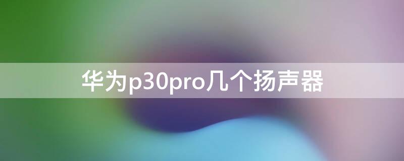 华为p30pro几个扬声器（华为P30pro扬声器）