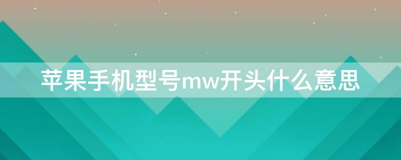 iPhone手机型号mw开头什么意思（iphone型号号码mw）