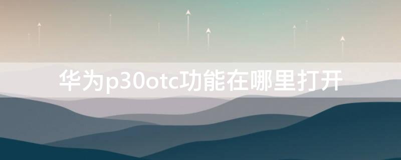 华为p30otc功能在哪里打开（华为p30怎么打开）