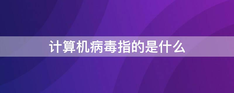 计算机病毒指的是什么 计算机病毒指的是什么意思