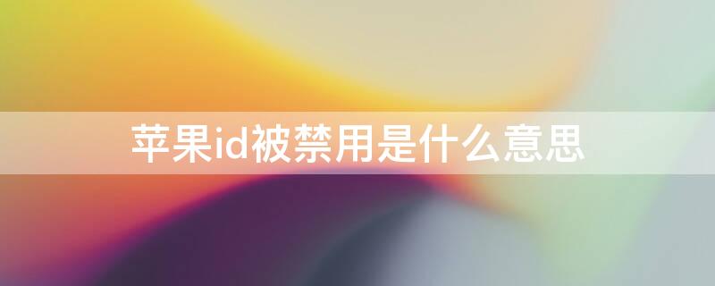 iPhoneid被禁用是什么意思（苹果id显示禁用是什么意思）