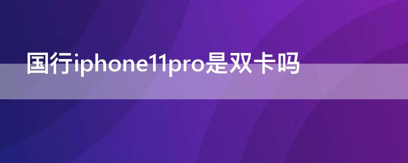 国行iPhone11pro是双卡吗 国行苹果11pro是双卡吗