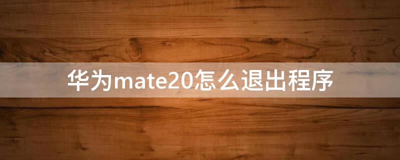 华为mate20怎么退出程序（mate20如何退出程序）